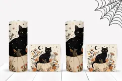 Cartoon Halloween Black Cat Tumbler, Fall Pumpkin Tumbler Product Image 2