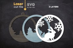 Hare Christmas Ornament SVG laser cut file for Glowforge Product Image 3