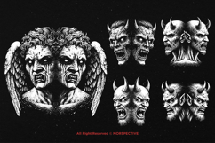 10 Bundle Dark Art Gemini Symbol Twin Zodiac Skull Demon Product Image 3