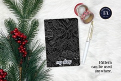 Black Skull Seamless Pattern, Gothic Black Floral Skulls Product Image 4