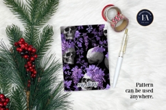 Lavender Gothic Skull Pattern, Purple Floral Skull Paper Product Image 4