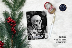 Black Skull Seamless Pattern, Gothic Black Floral Skulls Product Image 4