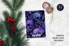 Lavender Gothic Skull Pattern, Purple Floral Skull Paper Product Image 4