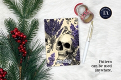 Lavender Gothic Skull Pattern, Purple Floral Skull Paper Product Image 4