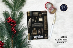 Vintage Book Quills Pattern | Dark Academia Paper Product Image 4