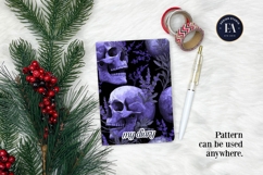 Lavender Gothic Skull Pattern, Purple Floral Skull Paper Product Image 4
