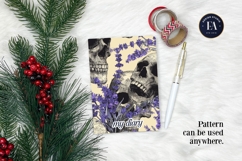 Lavender Gothic Skull Pattern, Purple Floral Skull Paper Product Image 4