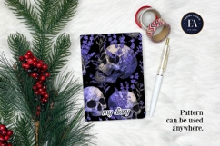 Lavender Gothic Skull Pattern, Purple Floral Skull Paper Product Image 4