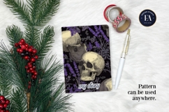 Lavender Gothic Skull Pattern, Purple Floral Skull Paper Product Image 4