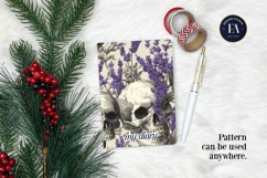 Lavender Gothic Skull Pattern, Purple Floral Skull Paper Product Image 4