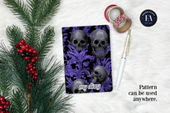 Lavender Gothic Skull Pattern, Purple Floral Skull Paper Product Image 4
