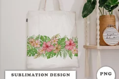 Watercolor Tropical flowers border PNG Product Image 2