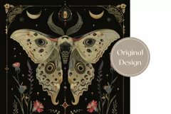 Vintage Moth Tumbler Wrap Design, Celestial Tumbler Template Product Image 2
