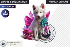 Floral Wolf Fantasy clipart, Botanical Wildlife Graphics PNG Product Image 1