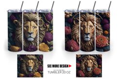 3D Lion Floral | Tumbler Sublimation Wrap Product Image 2