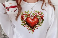 Christmas Hearts Watercolor Clipart, Christmas PNG Product Image 2