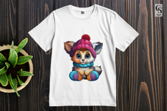 Cute Winter Fox in Hat Clipart Sublimation PNG Product Image 2