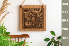 Highland cow Celtic Design, Cutting board SVG, Laser cut Product Image 2