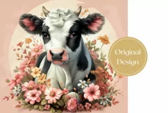 Cute Cow Tumbler Design, Freesia Tumbler Template, Cow PNG Product Image 2