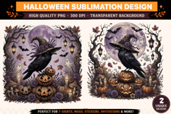 Halloween Raven Witch PNG|Crow Pumpkin Ghost Halloween Product Image 1