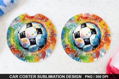 Soccer Ball Car Coaster - Coaster Sublimation Design Product Image 1