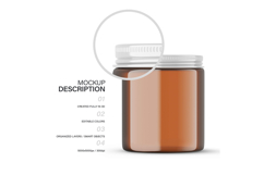 Amber Glass Jar - 4OZ With Editable Lid - PSD Mockup Product Image 2