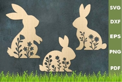 Bunny Silhouette SVG|Easter Laser cut, Cricut, Silhouette Product Image 1