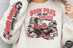 Book Lover Front Sleeve PNG, Reading Girl Sleeve Shirt Desig Product Image 1