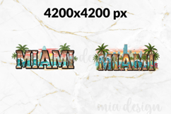 Miami Florida PNG, Vintage City Beach Sunset Sublimation Product Image 2