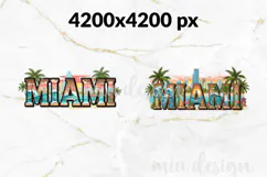 Miami Florida PNG, Vintage City Beach Sunset Sublimation Product Image 2