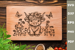 Baby Highland cow Design, Cutting board SVG, Laser cut SVG Product Image 2