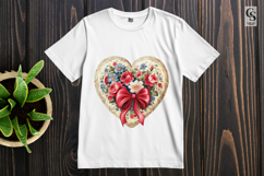 Vintage Floral Heart With Bow Clipart Sublimation PNG Product Image 2
