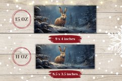 Winter Hare Mug Sublimation PNG, Winter Forest Coffee Mug Product Image 2