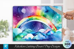 Rainbow Background Cutting Board Sublimation Design Product Image 1