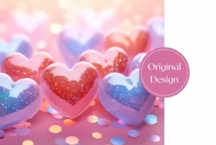 3D Glitter Hearts Tumbler Design, Valentine's Day Tumbler 3D Product Image 2