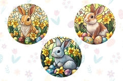 Stained Glass Easter Keychain, Easter Bunny Sublimation PNG Product Image 2