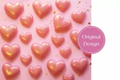 3D Pink Hearts Tumbler Wrap, Valentine's Day Tumbler 3D Product Image 2
