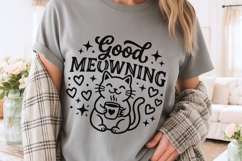 Good Meowning Svg, Funny Cat Pun Svg, Cat Lover Svg. Product Image 3