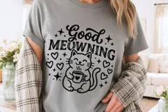 Good Meowning Svg, Funny Cat Pun Svg, Cat Lover Svg. Product Image 3