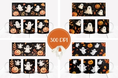 Cartoon Halloween Ghosts Mug, Fall Mug Designs Product Image 2