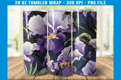 Purple Iris Flower Tumbler Wrap | Flower Tumbler Sublimation Product Image 2