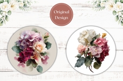 Pastel Flowers Car Coasters, Flowers Round Coaster Template Product Image 2