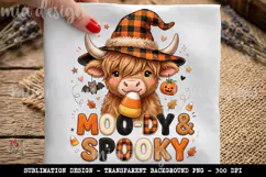 Moody Spooky PNG, Halloween Highland Cow Sublimation Design Product Image 3