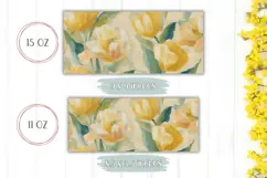 Yellow Tulips Mug Wrap, Floral Mug, Yellow Mug PNG Product Image 2