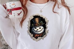 Watercolor Peeking Santa and Snowman Clipart, Christmas PNG Product Image 2