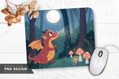 Colorful Dragon in a Moonlit Forest Mouse Pad PNG Design Product Image 1