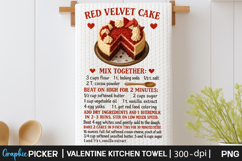 Valentine Kitchen Towel PNG, Valentine day Sublimation, Xoxo Product Image 4