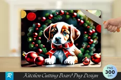Christmas Puppy with Wreath Cutting Board PNG Design Product Image 1