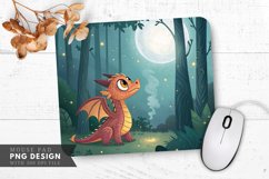 Enchanting Dragon in a Moonlit Forest Mouse Pad PNG Design Product Image 1