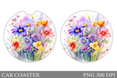 Wildflowers Car Coaster Design. Flowers Car Coaster Template Product Image 1
